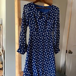 Retro style Blue dress with Bow szS